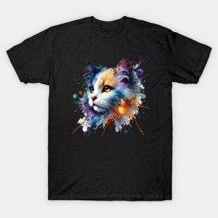 Abstract Watercolor Cat T-Shirt