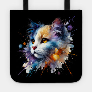 Abstract Watercolor Cat Tote