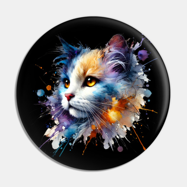 Abstract Watercolor Cat Pin by Premachandra's Store