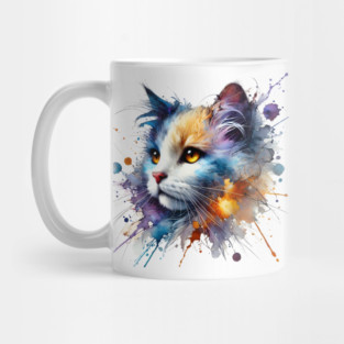 Abstract Watercolor Cat Mug