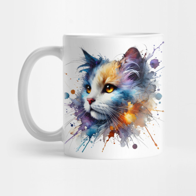 Abstract Watercolor Cat by Premachandra's Store