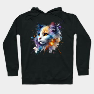 Abstract Watercolor Cat Hoodie