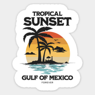 Gulf of Mexico forever Vintage Beach Sunset design Sticker