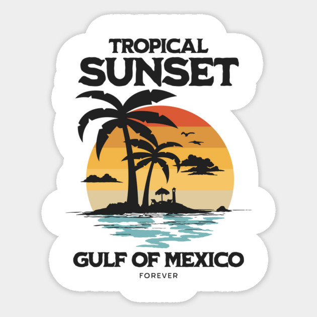 Gulf of Mexico forever Vintage Beach Sunset design Sticker by ArtistTee ⭐⭐⭐⭐⭐