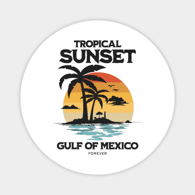 Gulf of Mexico forever Vintage Beach Sunset design Magnet by ArtistTee ⭐⭐⭐⭐⭐