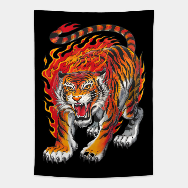 Tiger Tattoo Tapestry by animegirlnft