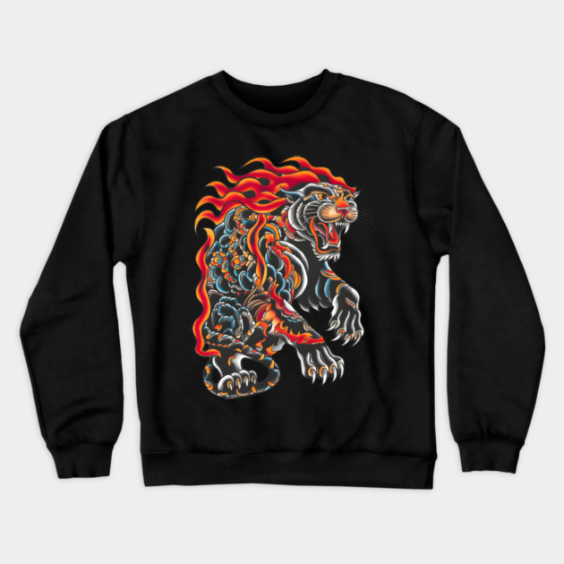 Japanese Panther Tattoo Crewneck Sweatshirt by animegirlnft