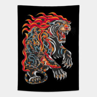 Japanese Panther Tattoo Tapestry