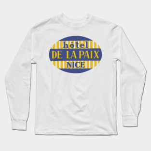 Nice France Hotel de la Paix Nice France Vintage Travel Sticker Retro Luggage Label Cote d'Azur Long Sleeve T-Shirt