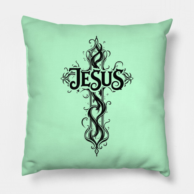 Jesus Cross Design Pillow by Rox