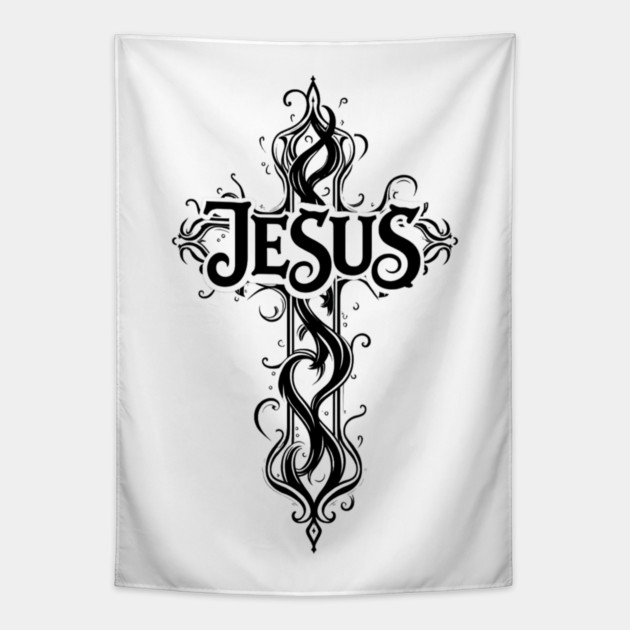 Jesus Cross Design Tapestry by Rox