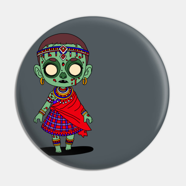 Cute Maasai Zombie Pin by H. R. Sinclair