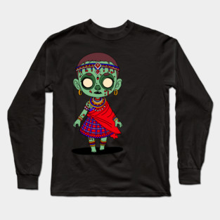Cute Maasai Zombie Long Sleeve T-Shirt