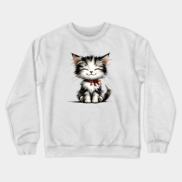 Cute Watercolor Kitten Crewneck Sweatshirt by Premachandra's Store