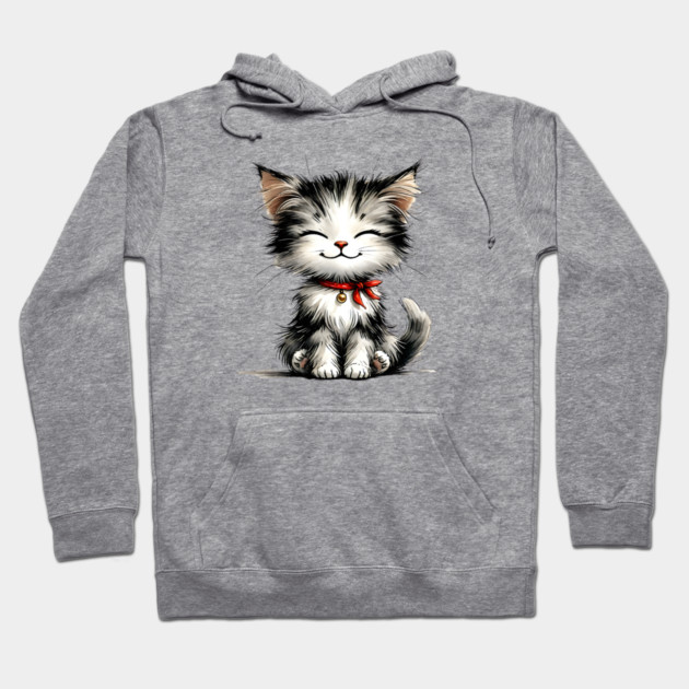 Cute Watercolor Kitten Hoodie by Premachandra's Store