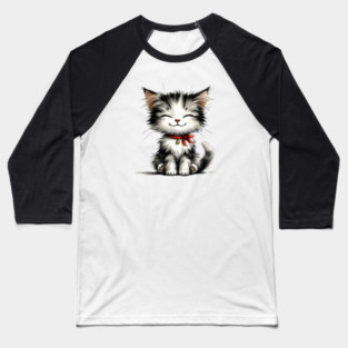 Cute Watercolor Kitten Baseball T-Shirt