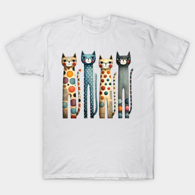 Quirky Colorful Cats T-Shirt by Premachandra's Store