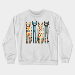 Quirky Colorful Cats Crewneck Sweatshirt