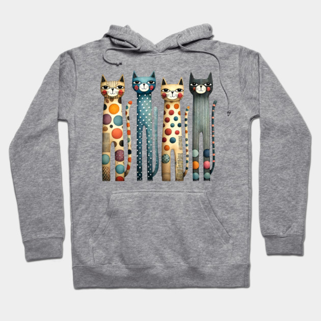 Quirky Colorful Cats Hoodie by Premachandra's Store