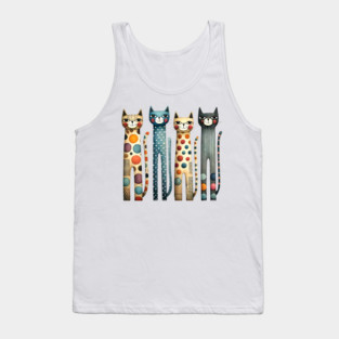 Quirky Colorful Cats Tank Top