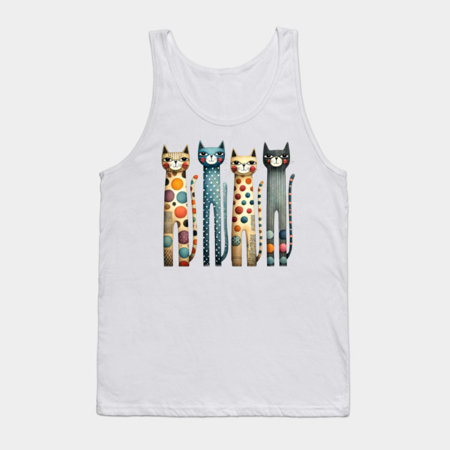 Quirky Colorful Cats Tank Top by Premachandra's Store