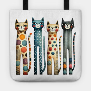 Quirky Colorful Cats Tote
