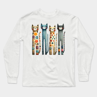 Quirky Colorful Cats Long Sleeve T-Shirt