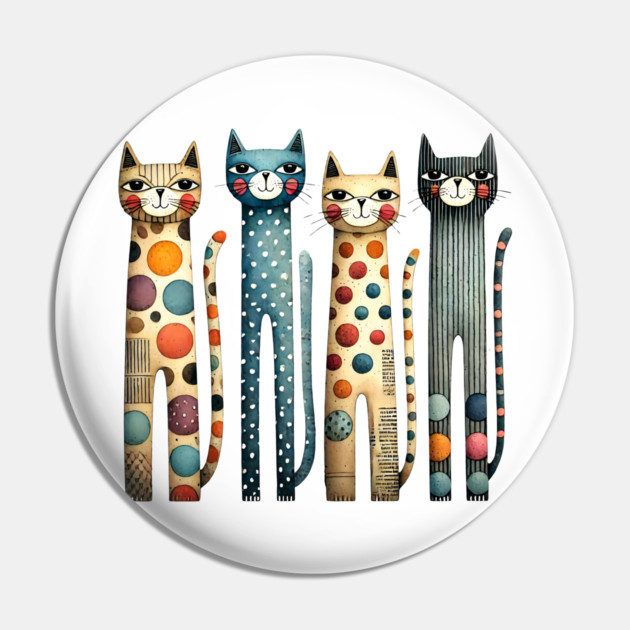 Quirky Colorful Cats Pin by Premachandra's Store