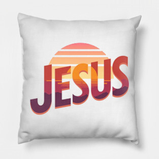 Jesus Sunset Retro Vintage Design Pillow