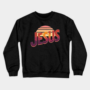 Jesus Sunset Retro Vintage Design Crewneck Sweatshirt