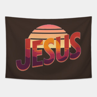 Jesus Sunset Retro Vintage Design Tapestry