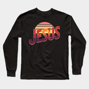 Jesus Sunset Retro Vintage Design Long Sleeve T-Shirt