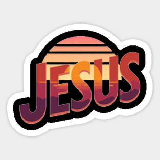 Jesus Sunset Retro Vintage Design Sticker