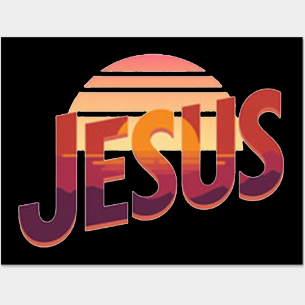 Jesus Sunset Retro Vintage Design Wall Art by Rox