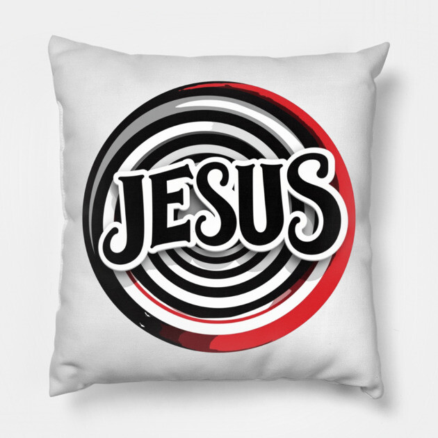 Jesus Faith Art - Bold Red and Black Board Pillow by Rox