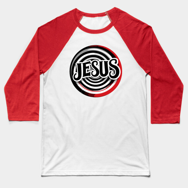 Jesus Faith Art - Bold Red and Black Board Baseball T-Shirt by Rox