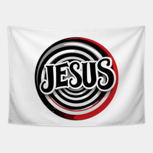 Jesus Faith Art - Bold Red and Black Board Tapestry
