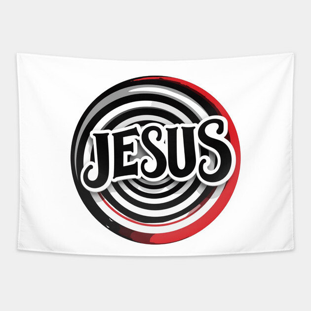 Jesus Faith Art - Bold Red and Black Board Tapestry by Rox