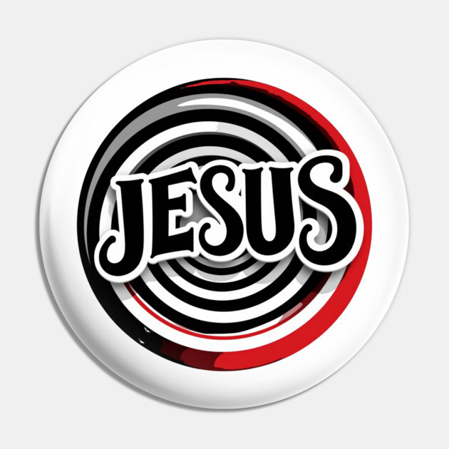 Jesus Faith Art - Bold Red and Black Board Pin by Rox