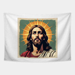 Jesus Christ with Divine Light - Christian Faith Art Tapestry