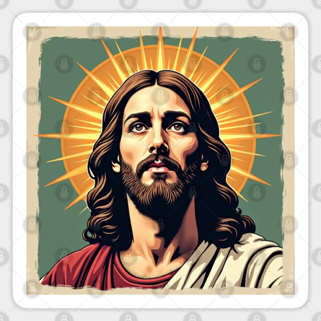 Jesus Christ with Divine Light - Christian Faith Art Sticker by Rox