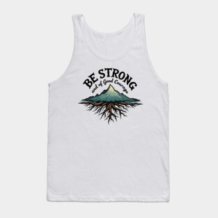 Be Strong and of Good Courage Christian Design Tree Roots Tank Top