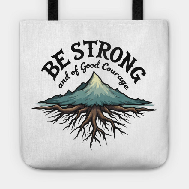 Be Strong and of Good Courage Christian Design Tree Roots Tote by Rox