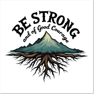 Be Strong and of Good Courage Christian Design Tree Roots Posters and Art