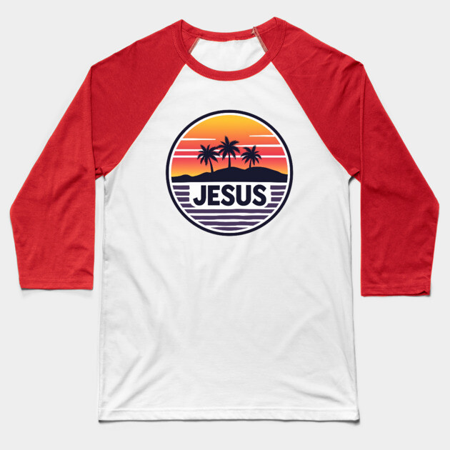 Vintage Jesus Name - Island Design Baseball T-Shirt by Rox