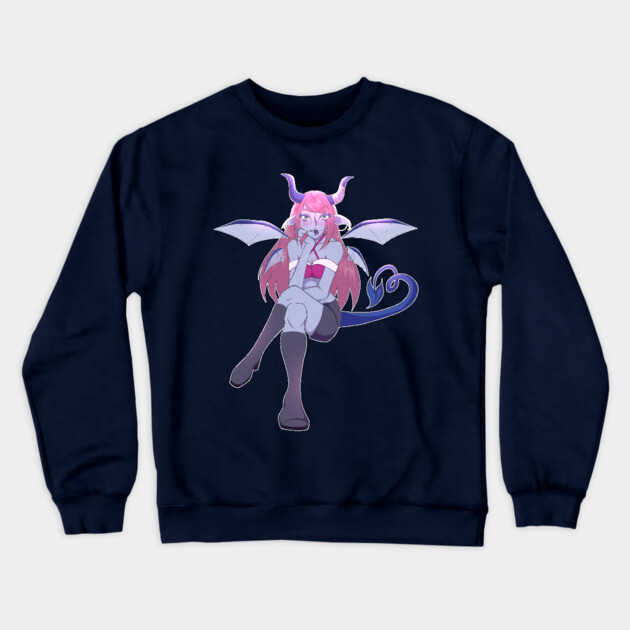 Pink Demon Girl Crewneck Sweatshirt by Art Of Glo