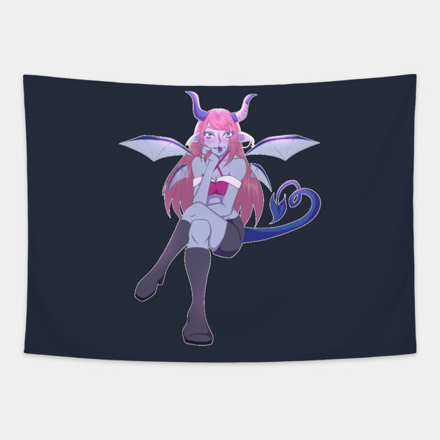Pink Demon Girl Tapestry by Art Of Glo