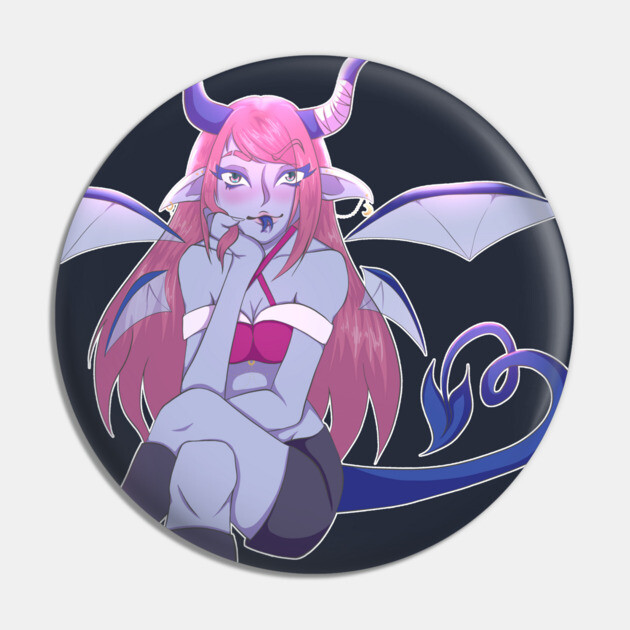 Pink Demon Girl Pin by Art Of Glo