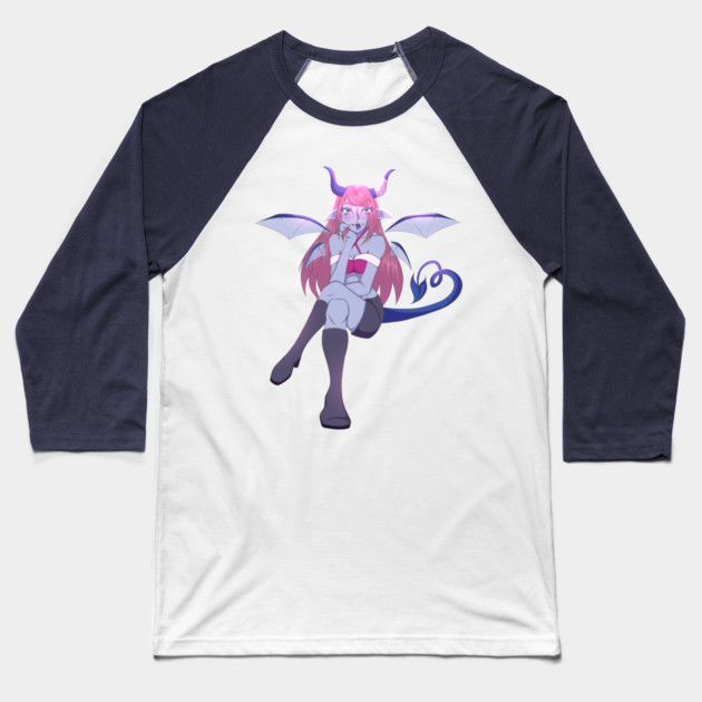 Pink Demon Girl Baseball T-Shirt by Art Of Glo