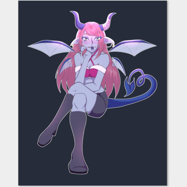 Pink Demon Girl Wall Art by Art Of Glo